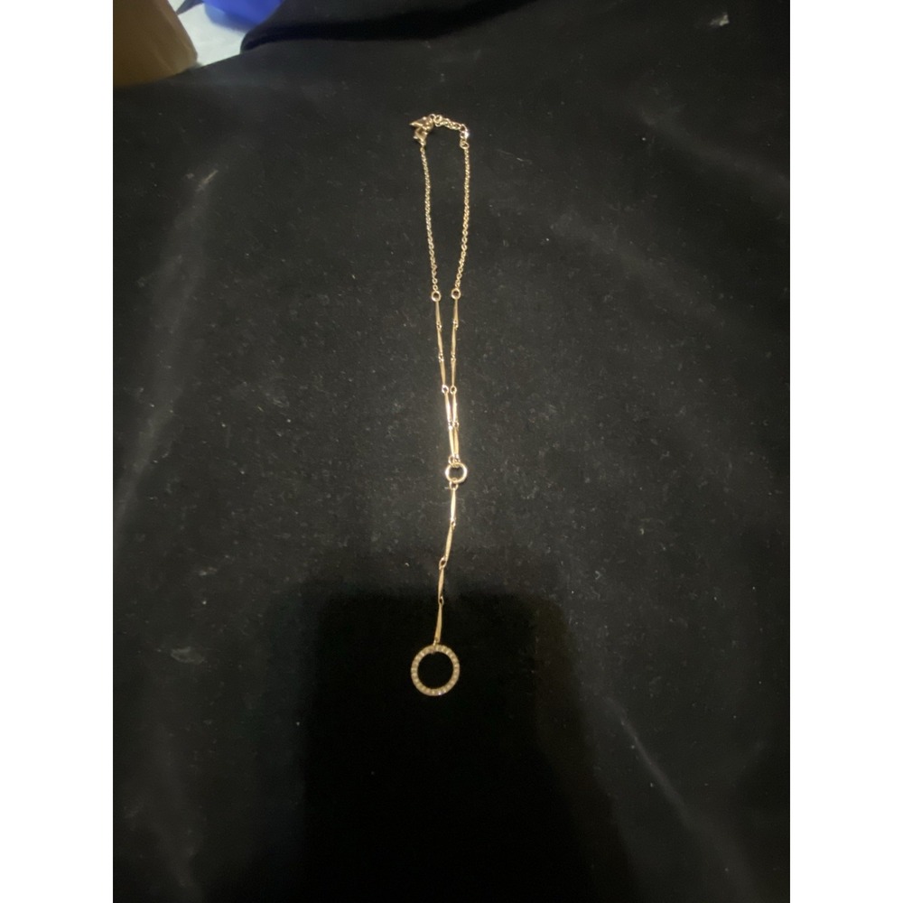 GUESS Gold Tone Necklace with CZ Circle Pendant Chain